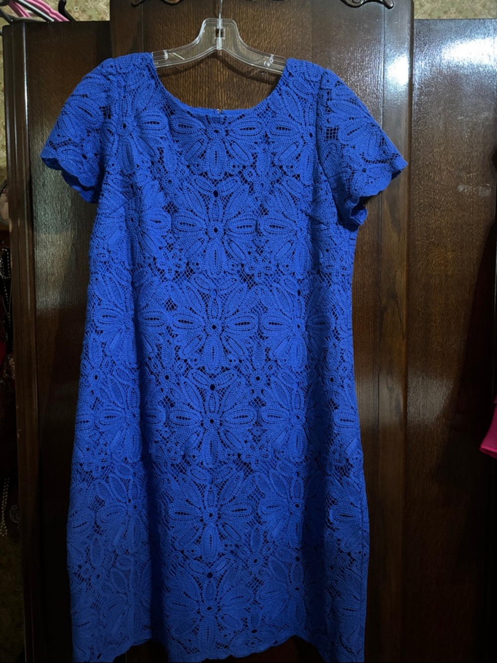 Talbots Cobalt Blue Crochet Lace Midi Dress